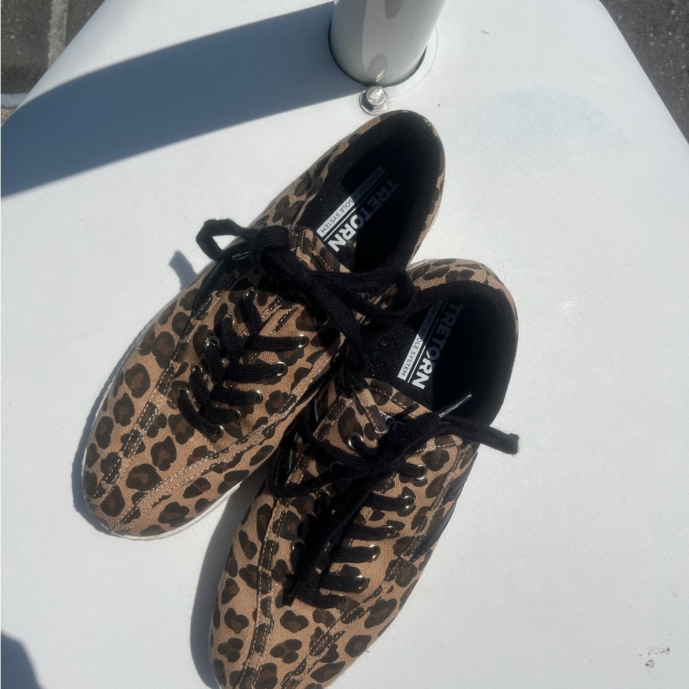Tretorn Brown and Black Sneakers with Animal Print